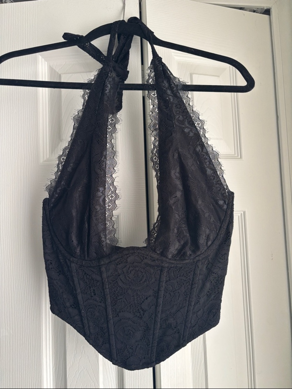 Windsor Black Lace Halter Corset Bralette